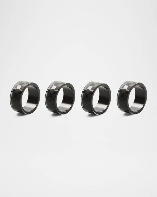 Black Check Napkin Ring, Set of 4